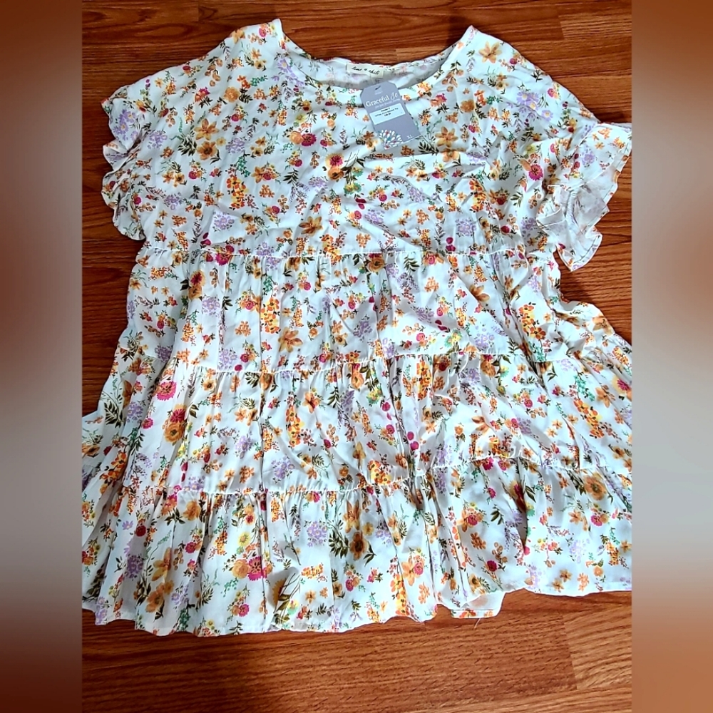Lime and Chili Babydoll Floral Top